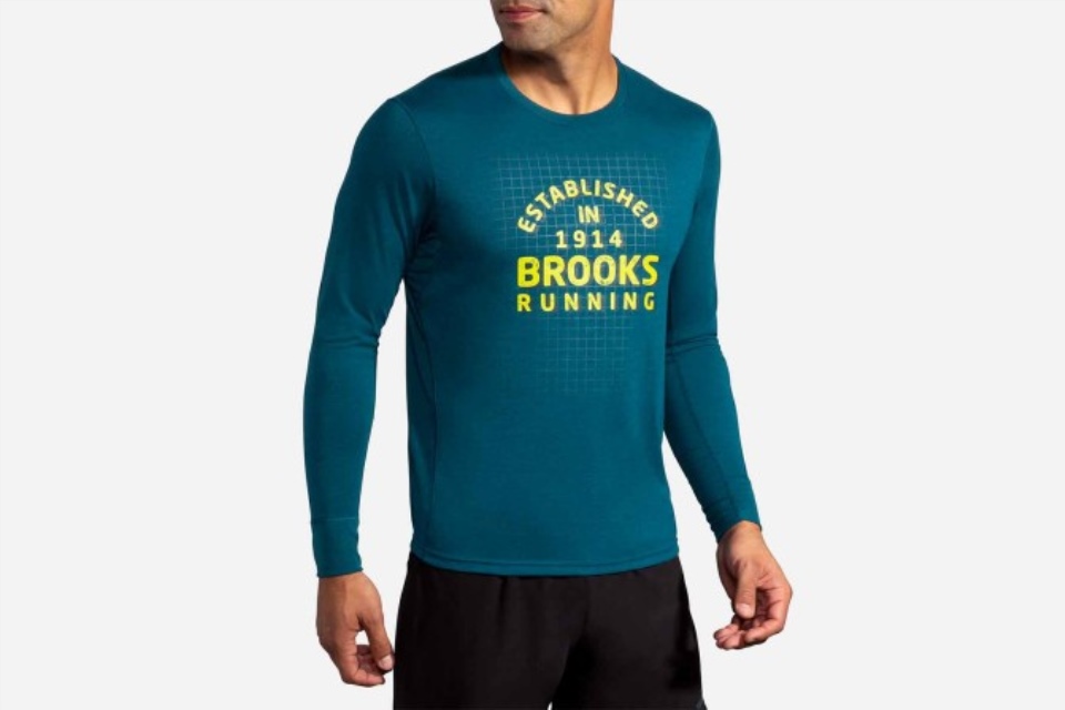 Brooks Avstand Grafisk Langermet Elektrisk-hvit