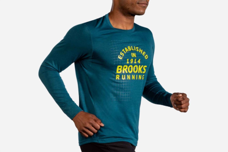 Brooks Avstand Grafisk Langermet Elektrisk-hvit