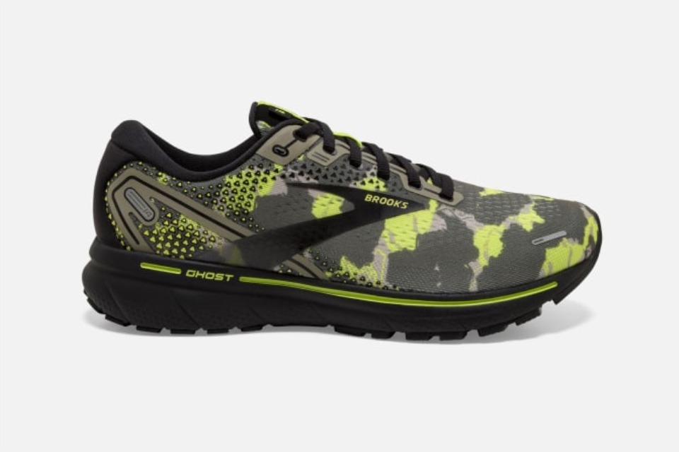Brooks Ghost 14 Camo Oliven-lime Punch