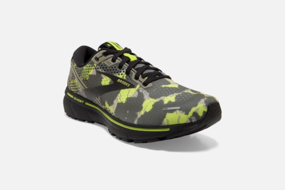 Brooks Ghost 14 Camo Oliven-lime Punch