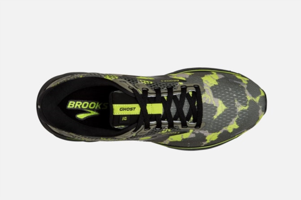 Brooks Ghost 14 Camo Oliven-lime Punch