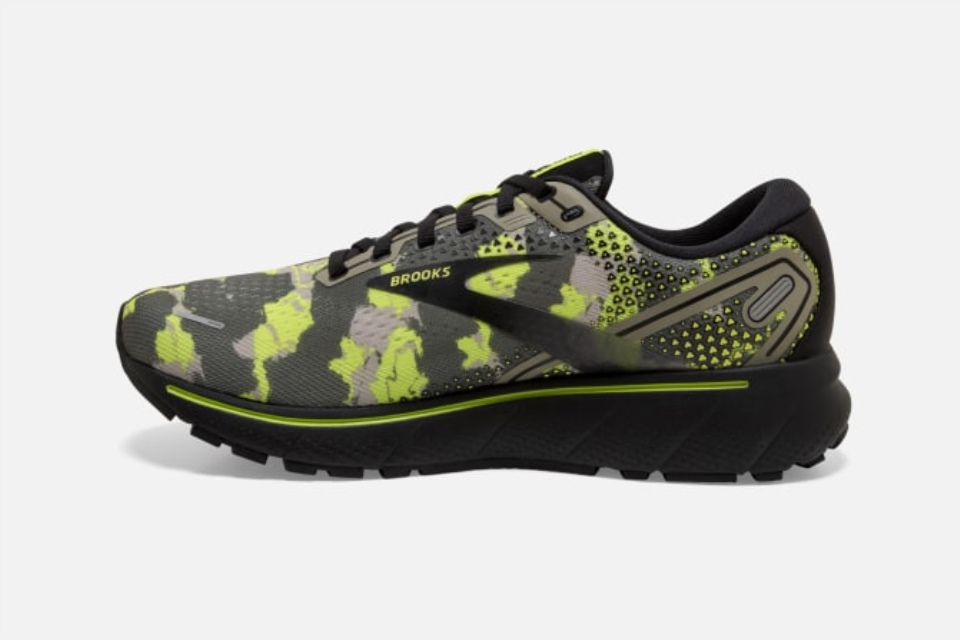 Brooks Ghost 14 Camo Oliven-lime Punch